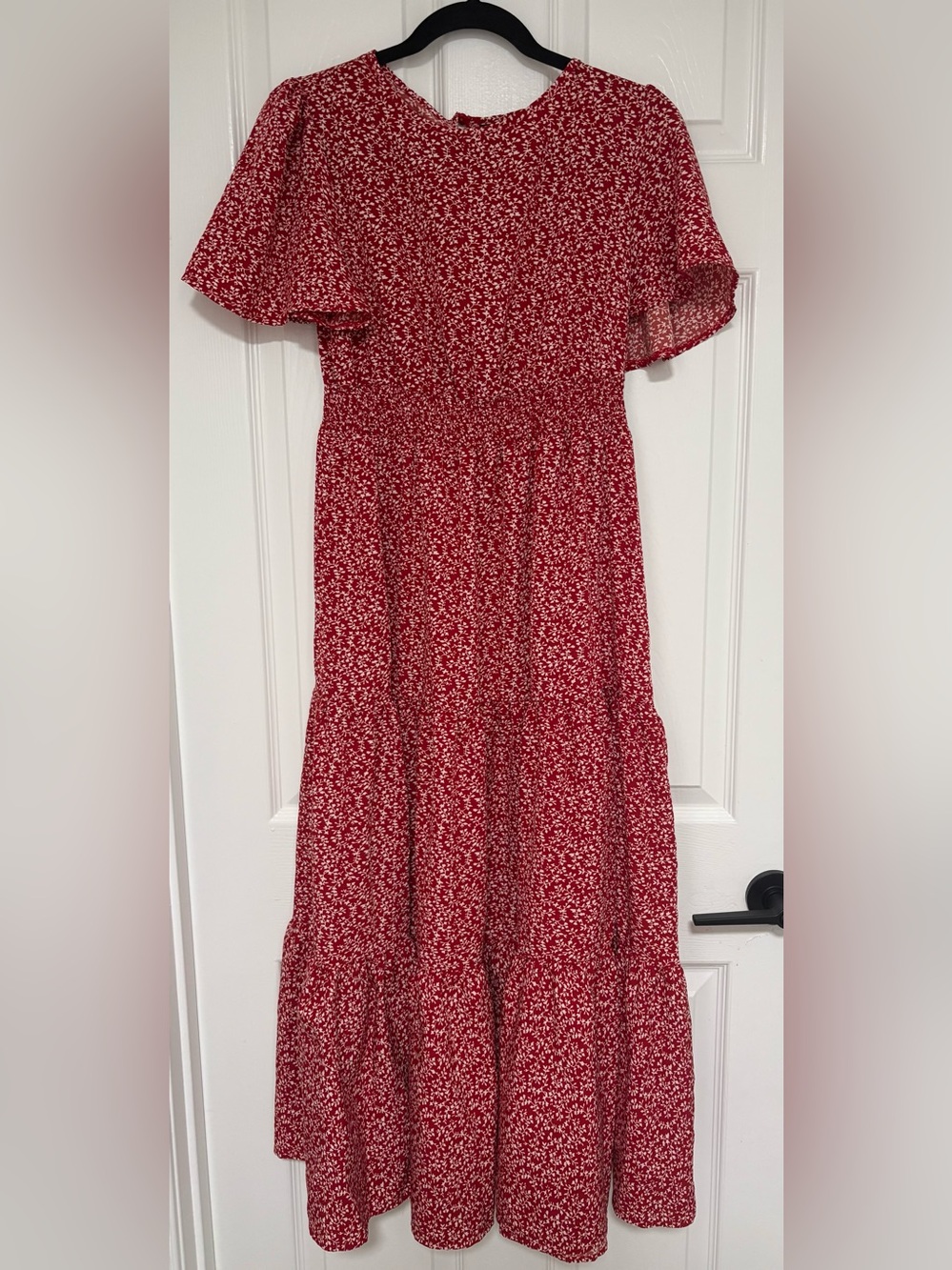 Red Floral Midi Dress | Cottagecore Meets Effortless Chic | Size Large